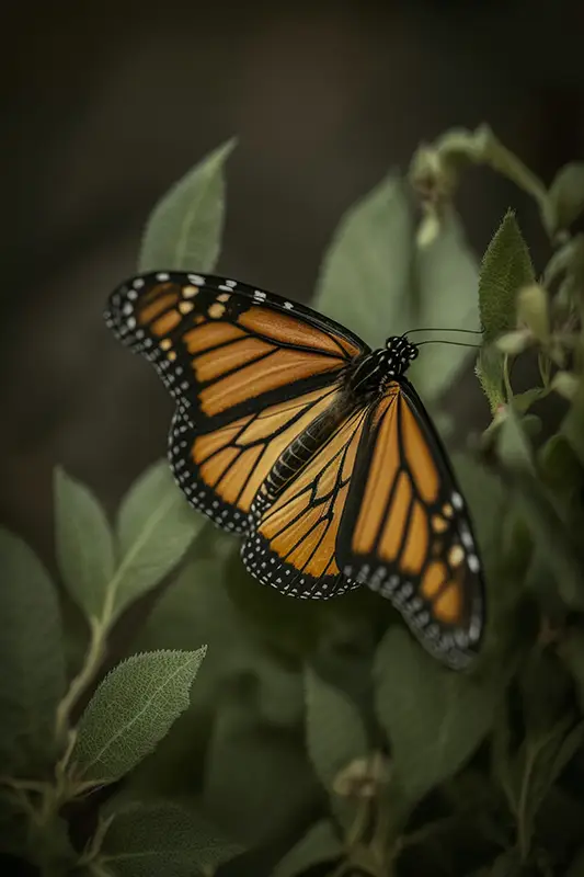 Papillon monarque aux ailes déployées — symbole de la croissance post-traumatique et de la reconstruction du sens, hypnothérapie Touraine